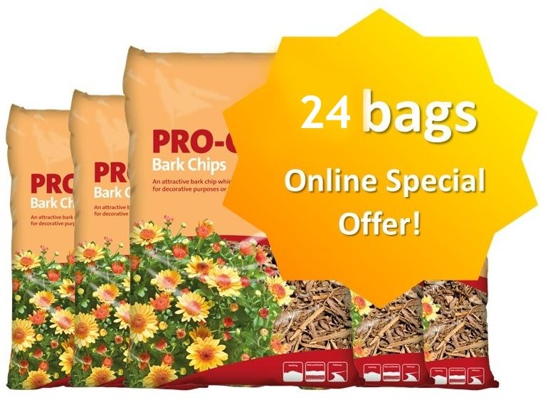 24 BAGS ONLINE OFFER - Pro-Grow Barkchips 70Ltr Bags