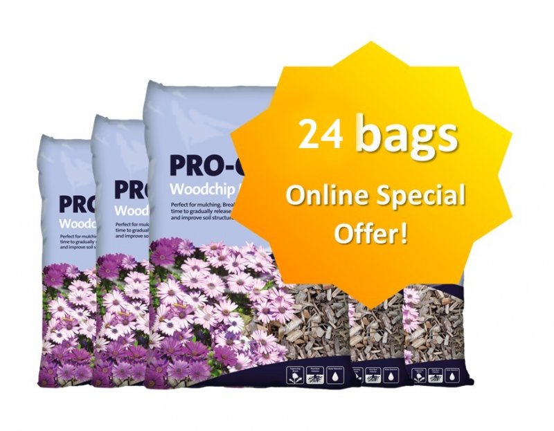 Pro-Grow 24 BAGS ONLINE OFFER - Pro-Grow Woodchip Mulch 70Ltr Bag